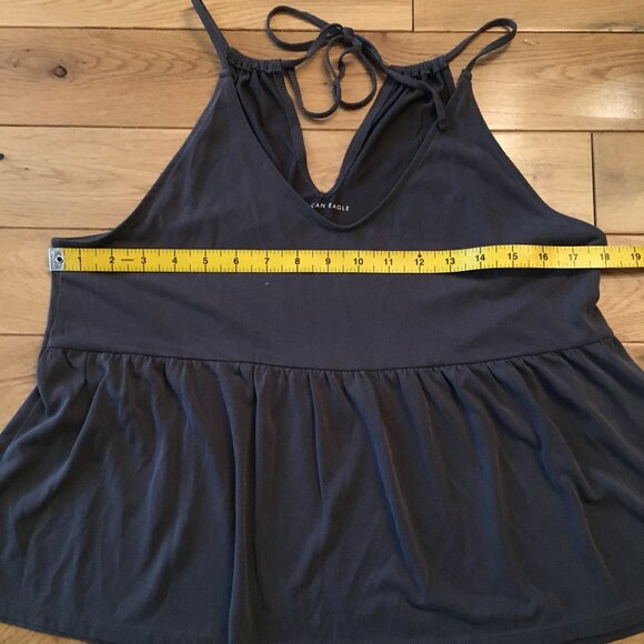 American Eagle Outfitter Graphite Grey Soft Baby Doll Style Tie Up Tank - Picture 11 of 14